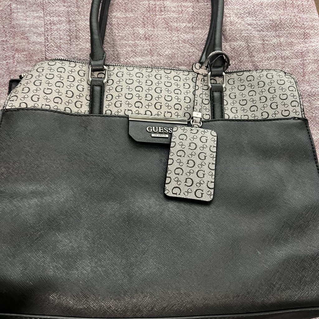 Guess Monogram Black And Gray Tote